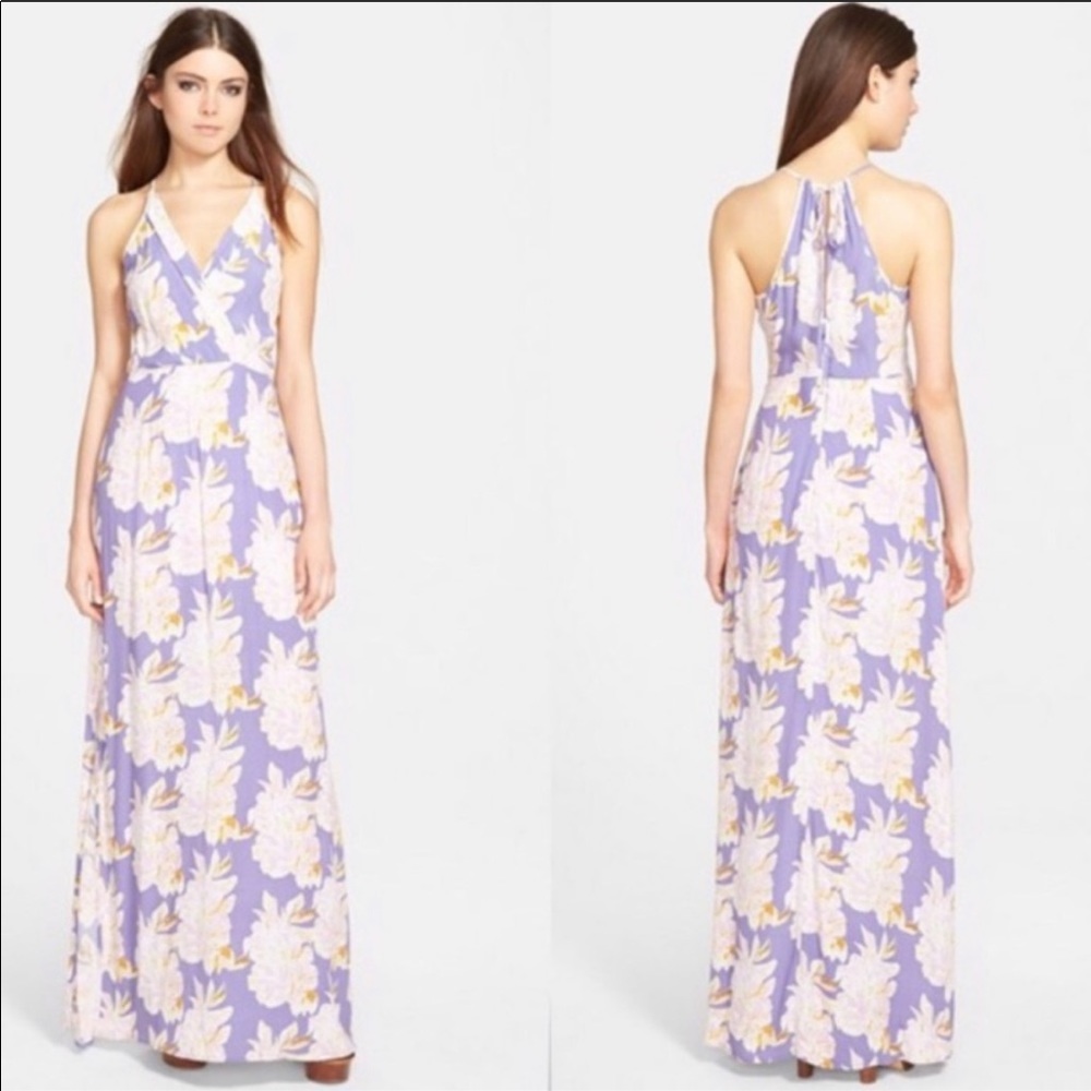 ASTR The Label Purple Floral Maxi Dress